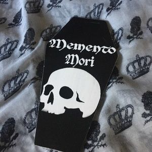 Memento Mori, goth, horror, fandom, bookish, wood plaque